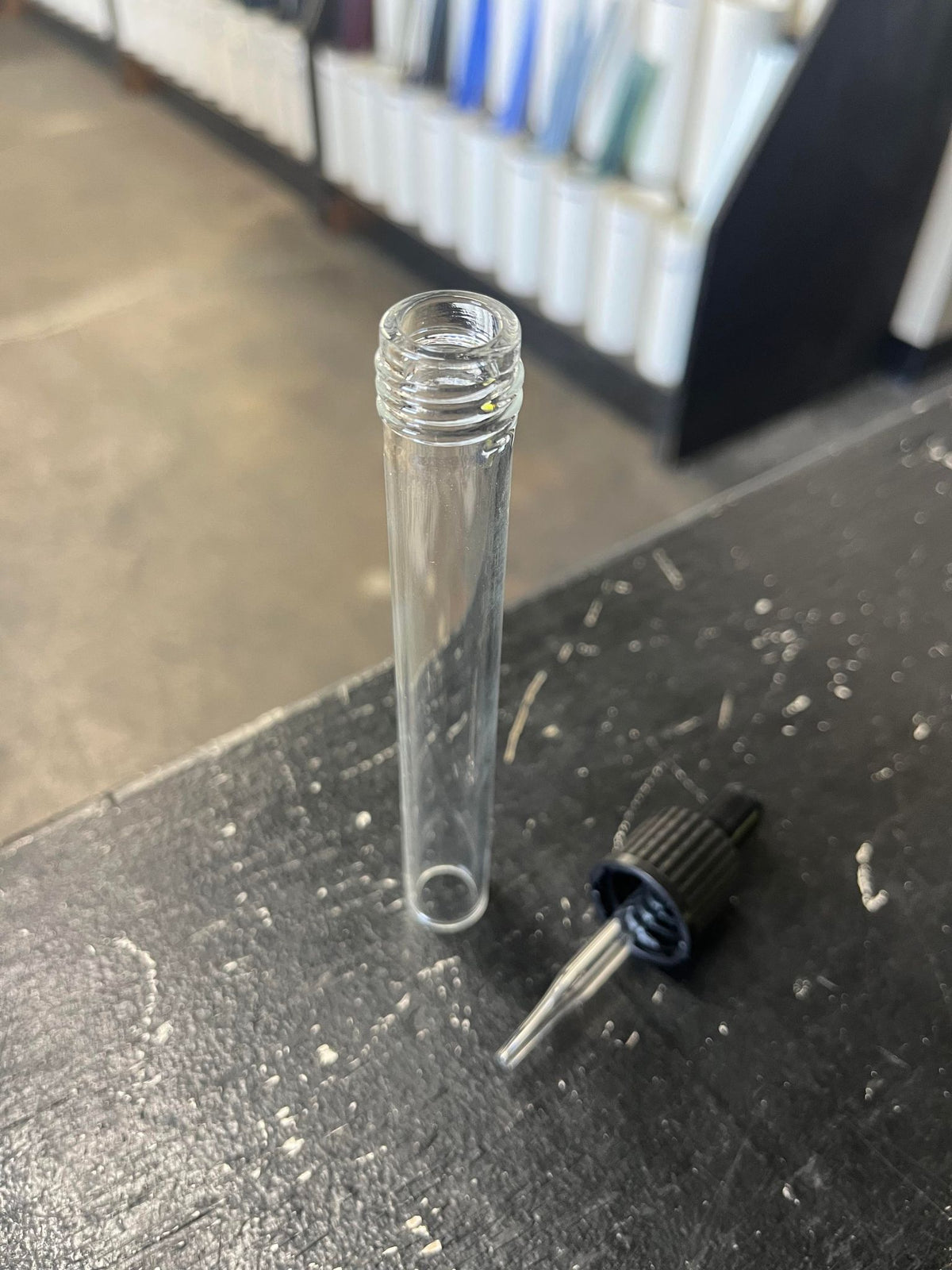 Thread Rod Glass Threaded Glass with Black Dropper – Asheville Glass supply