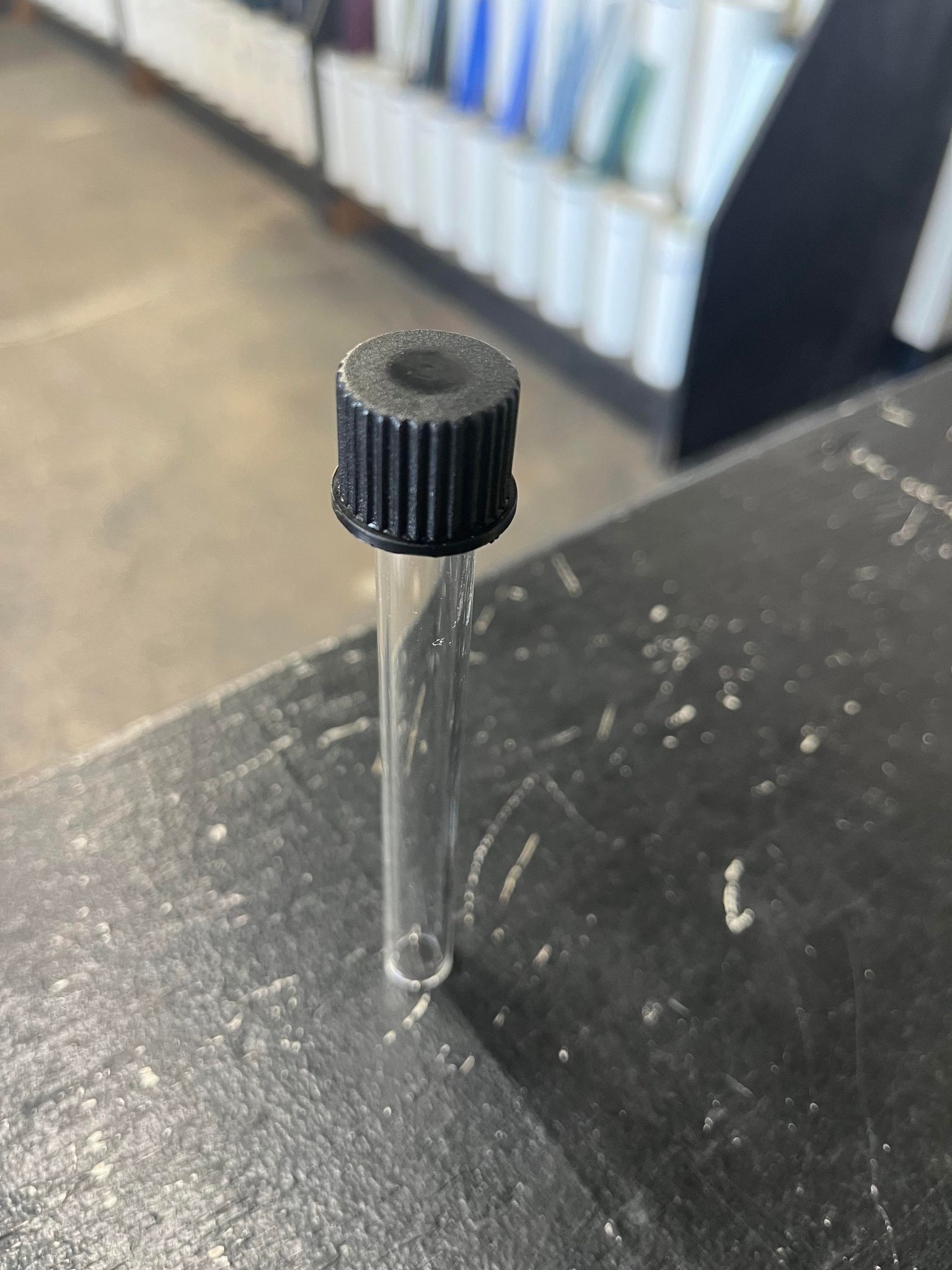Threaded Vial with black cap – Asheville Glass supply